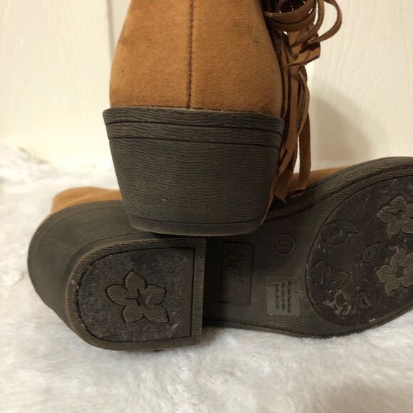 NWOT! Justice Ankle Boots Size 6 Faux Suede Fringe Western Boots - Picture 7 of 9